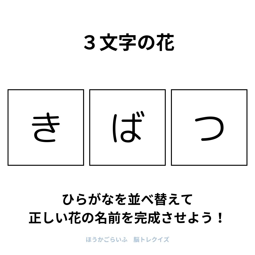 高齢者向け（無料）言葉の並び替えで脳トレしよう！文字（ひらがな）を並び替える簡単なゲーム【花の名前】健康寿命を延ばす鍵